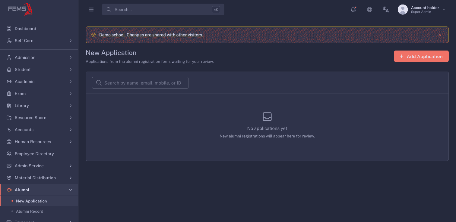 Empty New Application queue with the account identity masked