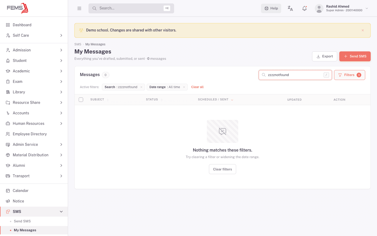 Filtered-empty state reading "Nothing matches these filters"